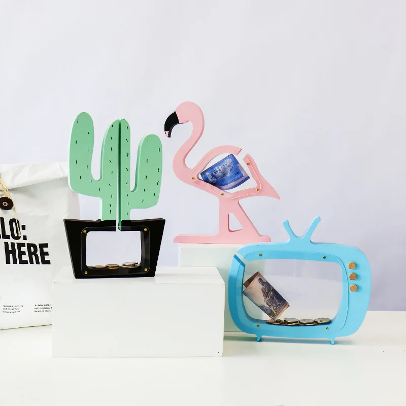 Скандинавский мультфильм Кактус Копилка домашний Декор деревянный кактус