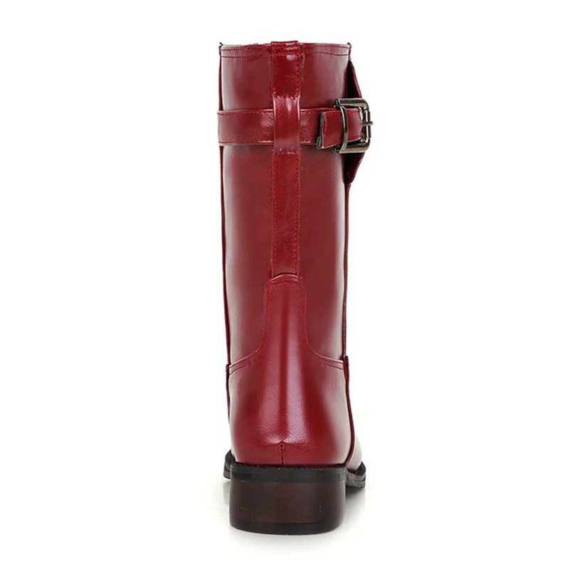 ENMAYER New fashion women round toe Mid-Calf boots lady square heel Slip-on marten Big size 34-43 ZYL 229 | Обувь