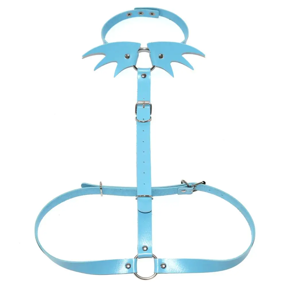 light blue Сексуальная цепь для тела черная веганская кожа жгут готика Связывание аксессуары harajuku панк Рок готические ювелирные изделия - Окраска металла: light blue