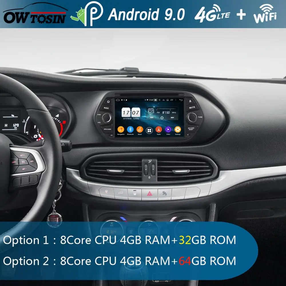 Автомобильный DVD-плеер 7 дюймов IPS 1024*600 8 ядер 4 Гб ОЗУ + 64 ПЗУ Android 9 0 для FIAT EGEA 2016 2017