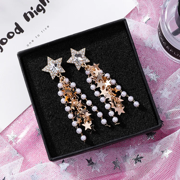 2019 Новая мода женщин в форме звезды со стразами преувеличенные висячие серьги