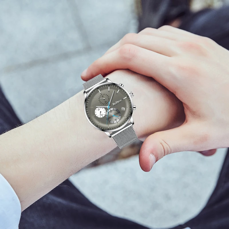 BIDEN мужские часы Топ бренд класса люкс водонепроницаемые наручные из нержавеющей