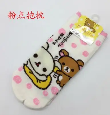 3 Rilakkuma/носки для костюмированной вечеринки в горошек с рисунком медведя; модные милые забавные Жаккардовые Женские носки; Летние Удобные желтые хлопковые короткие носки - Цвет: 3