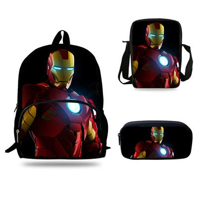 7j1042 16 дюймов детские школьные сумки для мальчиков Mochila подростков мультфильм сумка рюкзак «Железный человек» для девочек рюкзак 3 комплекта Подарочная детская книга Сумка - Цвет: 7j1042