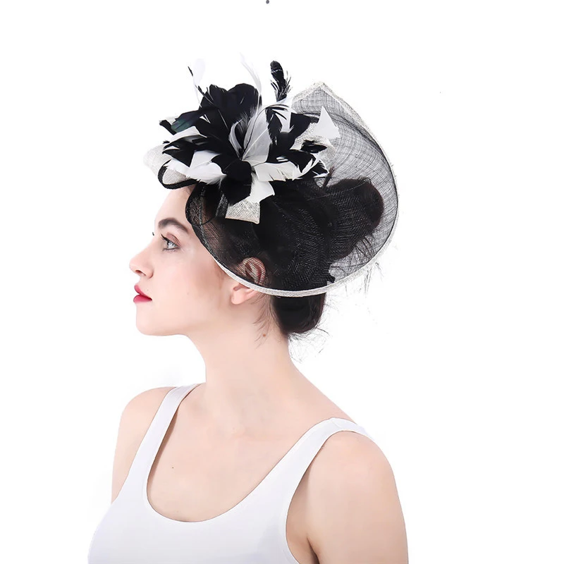 Украшение с перьями шляпа сеткой женские котелки разных цветов элегантный