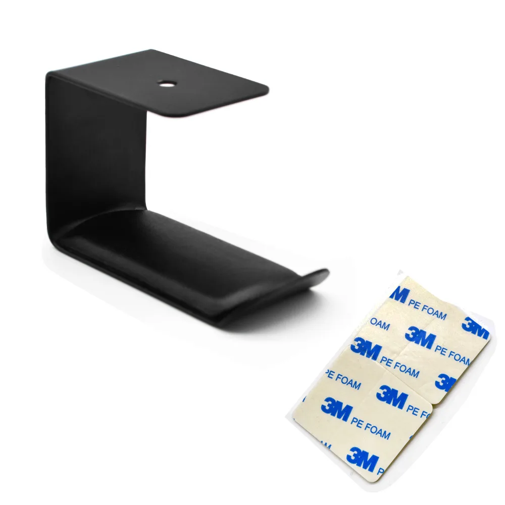 

Headphones Stand Hanger Hook Aluminum Stick-On 3M Adhesive Under Desk Headsets Holder Mount for All Headphones (Black)