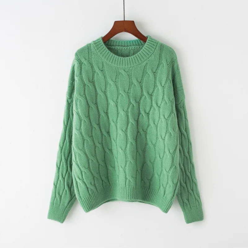 Autumn winter sweater 2018 female knit bottom shirt Pullover women sweaters Vintage twist loose thick candy color lazy pullover | Женская