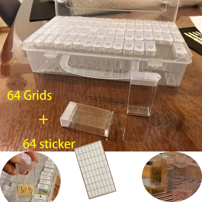 64 pcs Diamond Painting Tools Beads Container Rhinestone Embroidery Stone Storage Accessory Mosaic Convenience Box | Дом и сад