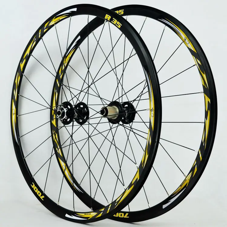 black hub gold 700C дисковый тормоз, дорожный велосипед, колесо для велосипеда, колесо для велосипеда, V/C тормоз, Сверхлегкий 1700g обод 30 мм - Цвет: black hub gold