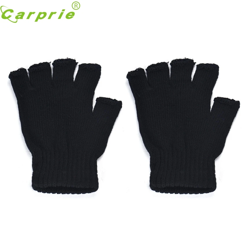 Мужские трикотажные эластичные перчатки CARPRIE черные без пальцев на половину