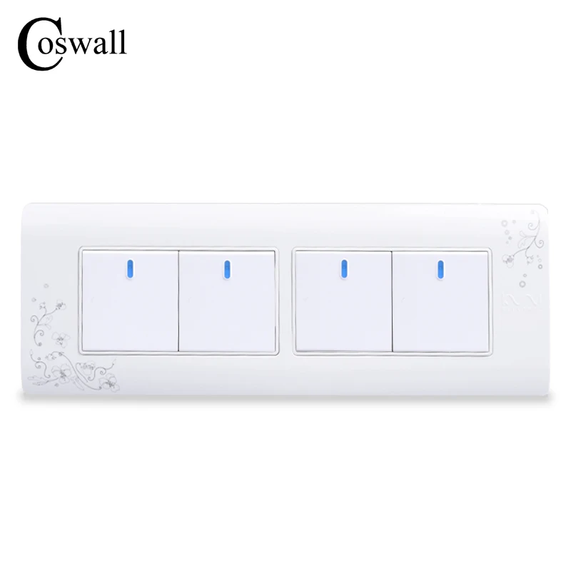 COSWALL простой стиль 4 банды 2 пути вкл/выкл настенный выключатель белого цвета