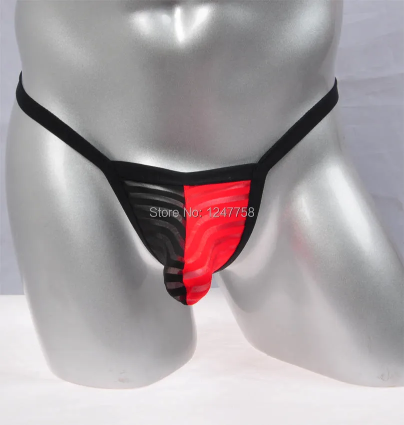 Для мужчин в полоску Mesh T-Back повышение дуга Чехол стринги бандаж гей г строка Джок