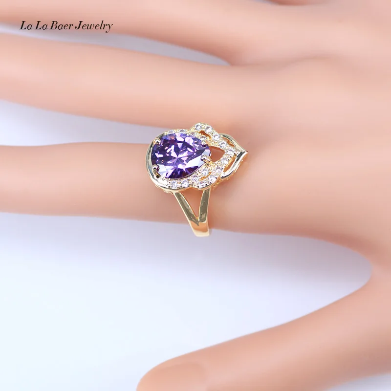 L &amp B прекрасный Фиолетовый созданный циркон белый CZ золотой цвет Ювелирные