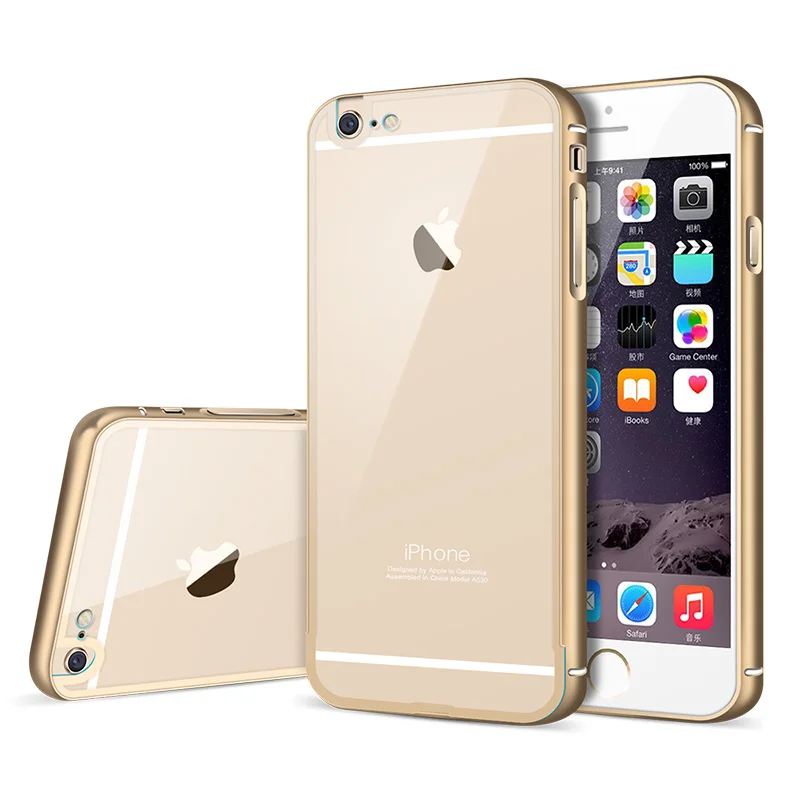 Прозрачный акриловый чехол для iPhone 6 6S Plus с металлической рамкой|Бамперы| |
