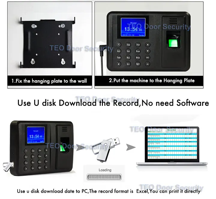Биометрический отпечаток пальца время посещаемости Часы не нужно программное