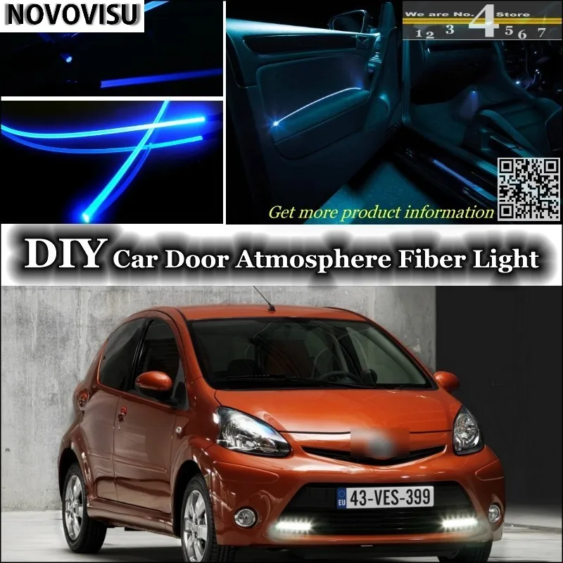 NOVOVISU For TOYOTA Aygo interior Ambient Light Atmosphere Fiber Optic Band Lights Inside Door Panel illumination Not EL light | Автомобили