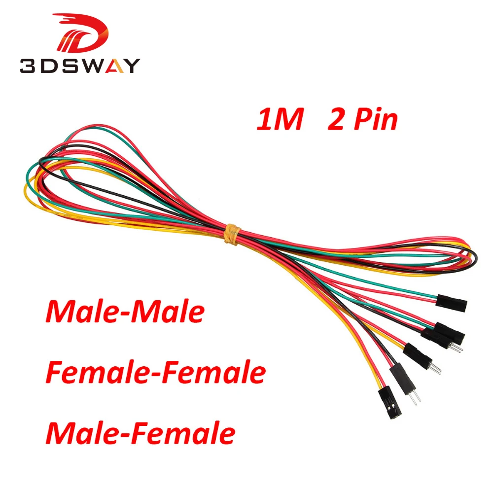 3DSWAY DIY Электронные Компоненты 20 шт./лот 2pin 100 см штекер папа дополнительный M F