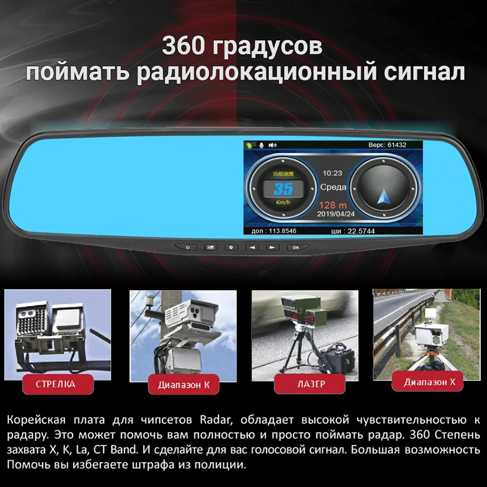 Dash cam Автомобильная камера Анти радар детектор для России видеорегистратор