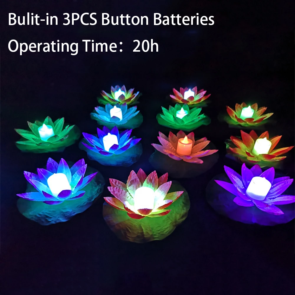 Светодиодный светильник с искусственным лотусом красочно изменен плавающие