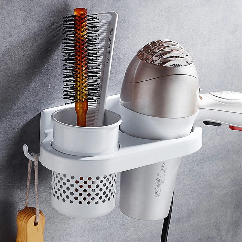 Многофункциональная настенная алюминиевая полка для сушки волос и ванной