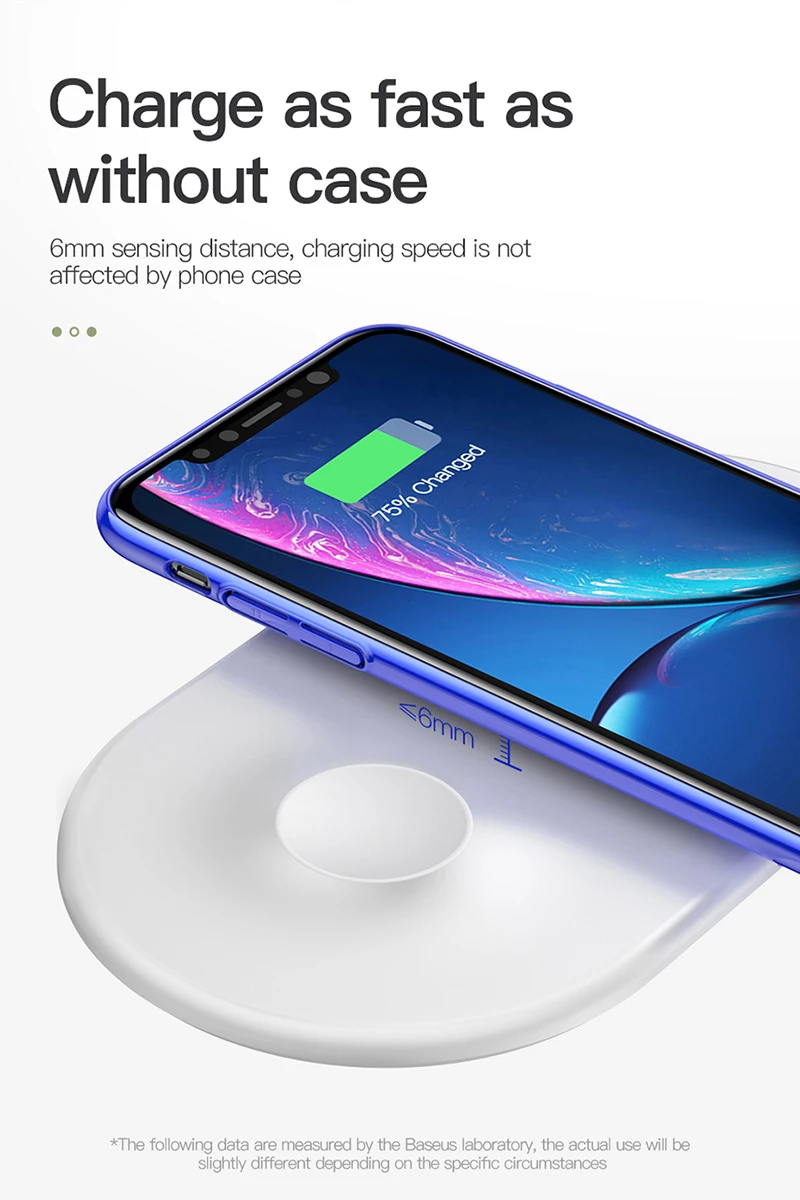 Baseus 2 в 1 Qi Беспроводное зарядное устройство для Apple Watch iPhone XS Max X 8 samsung S10 10 Вт телефон зарядное устройство Подставка для i Watch4 3 2