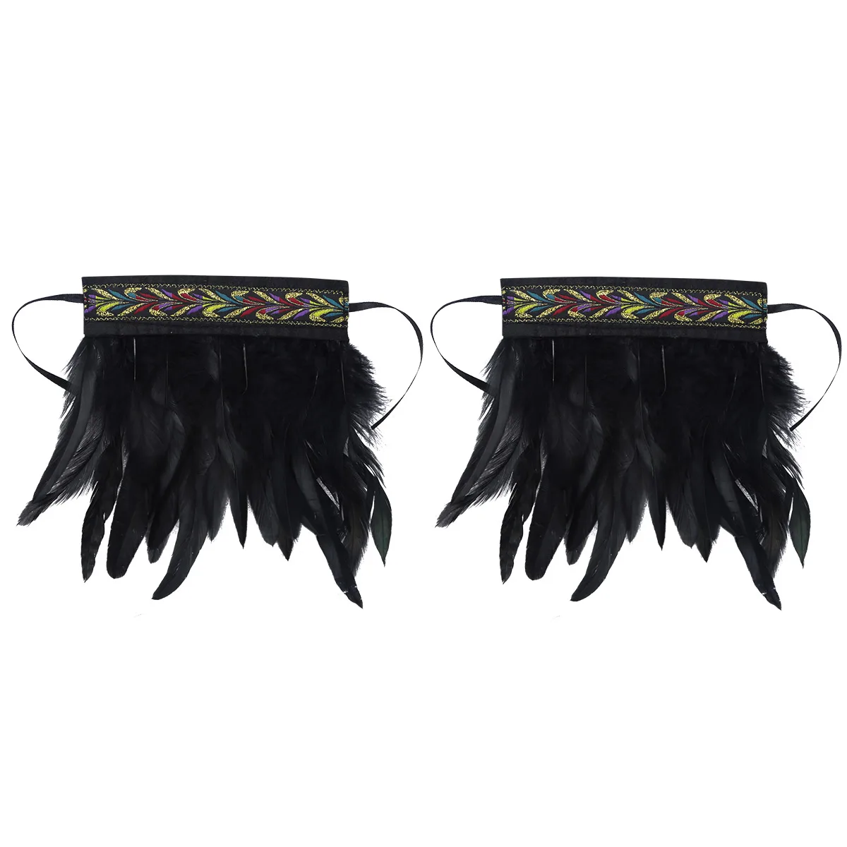 IIXPIN ручные манжеты с перьями черные настоящие крашеные петушиные Наручные