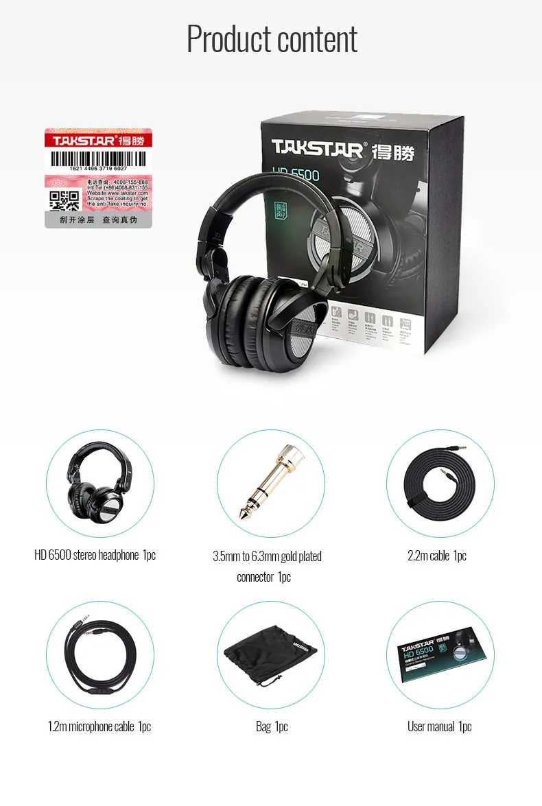 TAKSTAR HD 6500 динамические стереонаушники профессиональные для студийного мониторинга закрытого типа с сертификацией Apple MFi