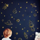 Виниловая наклейка на стену, в виде космической ракеты, астронавта, звезды, для мальчиков, детской комнаты, спутника, космоса, земли