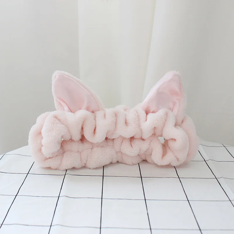 Новинка года; Мягкая Милая повязка для волос с кошачьими ушками; маска для лица; повязка для волос; милые детские повязки для девочек и женщин; повязки для волос; разные цвета на выбор - Цвет: Розовый
