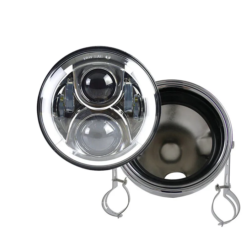 Silver set Мото Аксессуары 7 ''H4 светодиодный корпус фары Кронштейн 7 дюймов высокий/Низкий налобный фонарь для Harley Chopper Кафе Racer Bobber Curisers - Цвет: Silver set