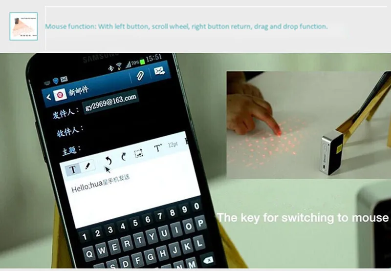 Bluetooth лазерная проекционная клавиатура виртуальная El teclado мышь комбинированная функция для смартфона iOS ПК планшет ноутбук компьютер английский