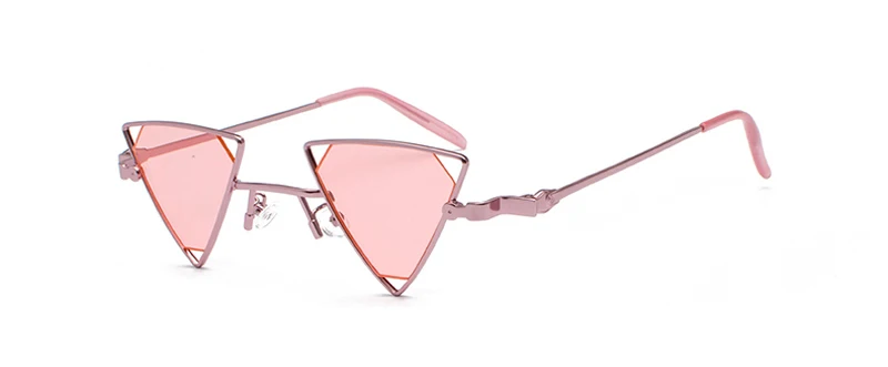 clear pink Peekaboo треугольные солнечные очки Женские винтажные панк металлическая оправа Розовые Желтые Черные Красные солнцезащитные очки для мужчин вечерние украшения - Цвет линз: clear pink
