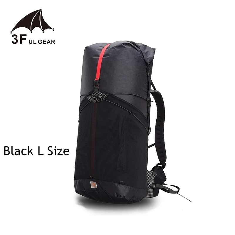 55L XPAC Black L 3F UL GEAR 55L большой XPAC рюкзак для скалолазания на открытом воздухе Сверхлегкий каркас меньше пакетов сумки легкий прочный путешествия Кемпинг Туризм - Цвет: 55L XPAC Black L
