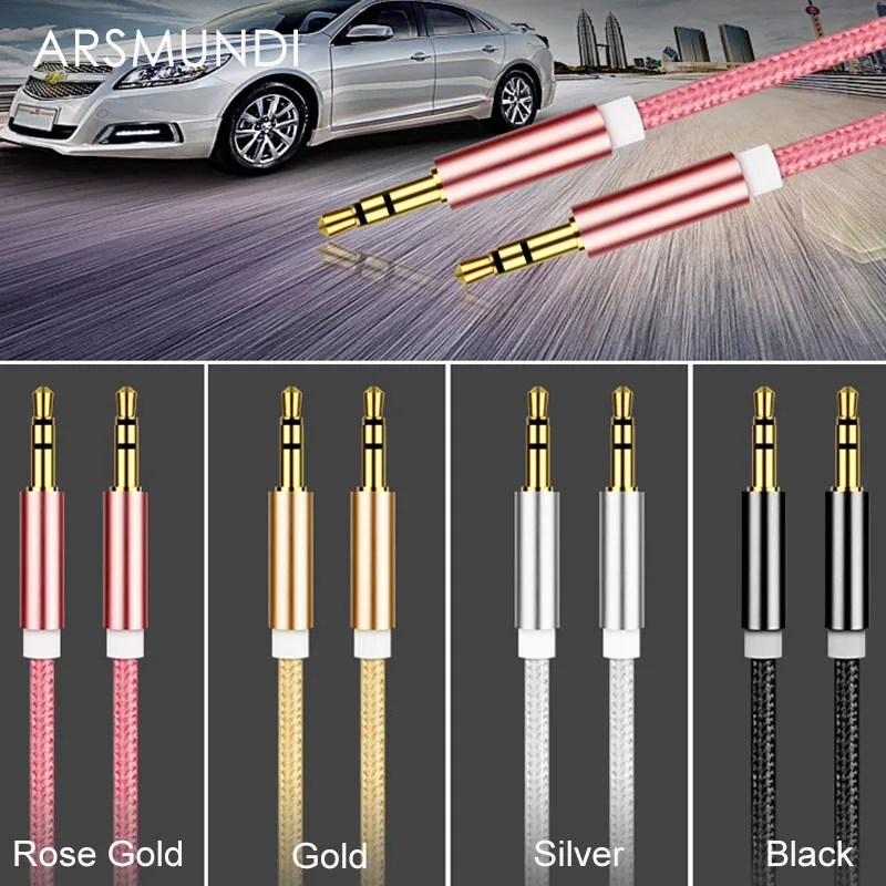 Usb Aux кабель для автомобиля 3 5 мм мини-разъем нейлоновый Iphone 6 6s Plus 5s 5c 5/Huawei P8 P9 Lite/Meizu