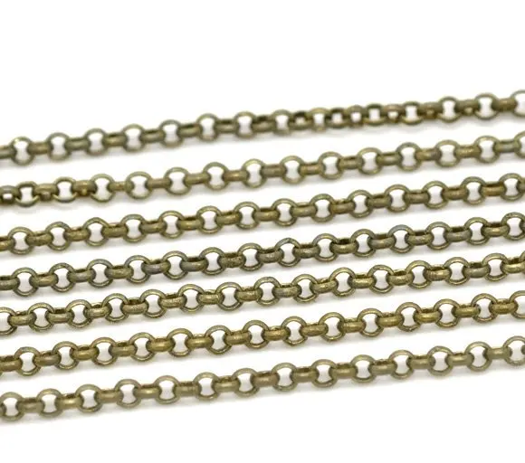 Free shipping!!!!100M/lot Bronze Tone Link-Soldered Chain Findings 2mm