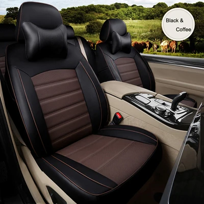 black x coffee Автомобильный чехол для Toyota Sienna, чехлы для сидений, стильные чехлы для сидений, защитные чехлы из воловьей кожи, набор автомобильных аксессуаров 2004- лет - Название цвета: black x coffee