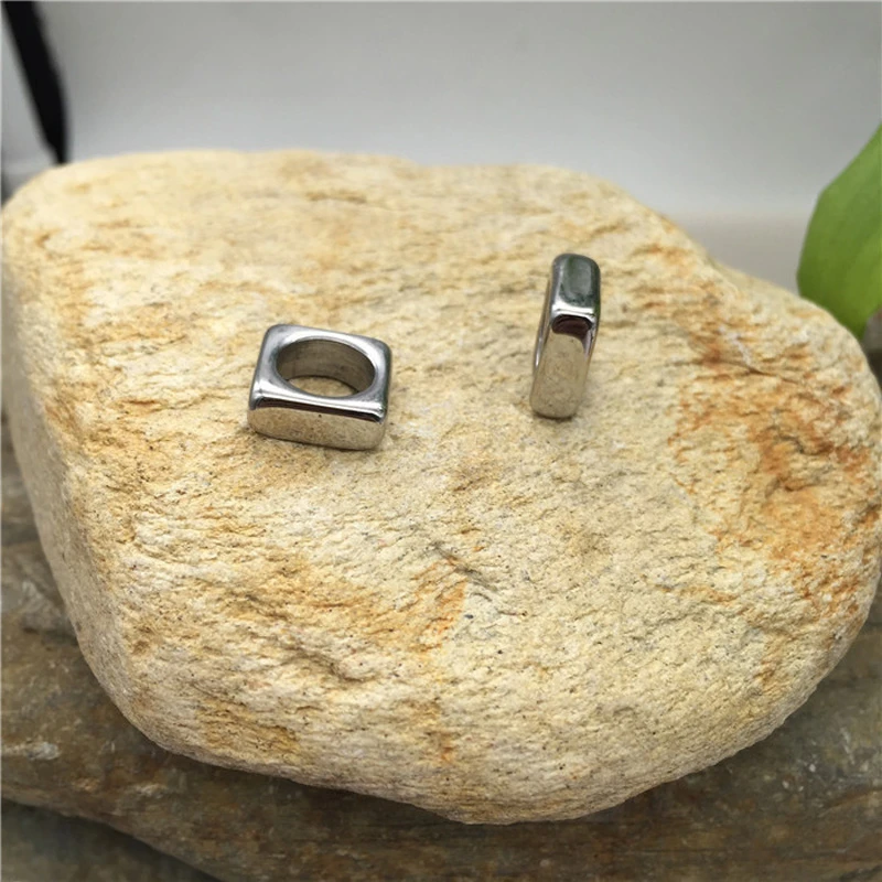 Wonlee Winle Stainless Steel 8.5mm hole Square Beads Spacer Charms For Men Leather Bracelet Jewelry Making(Without Bracelet) | Украшения и