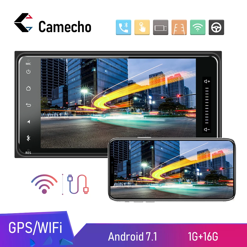 Camecho Авто Радио Стерео Android 8,1 Автомобильный мультимедийный плеер 2Din gps автомагнитолы Bluetooth AUX USB Авто Аудио для Toyota Corolla