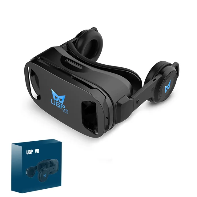 УГП U8 VR очки 3D гарнитура Версия IMAX шлем виртуальной реальности 3D кино игры с наушниками 3D VR очки дополнительный контроллер - Цвет: Коричневый