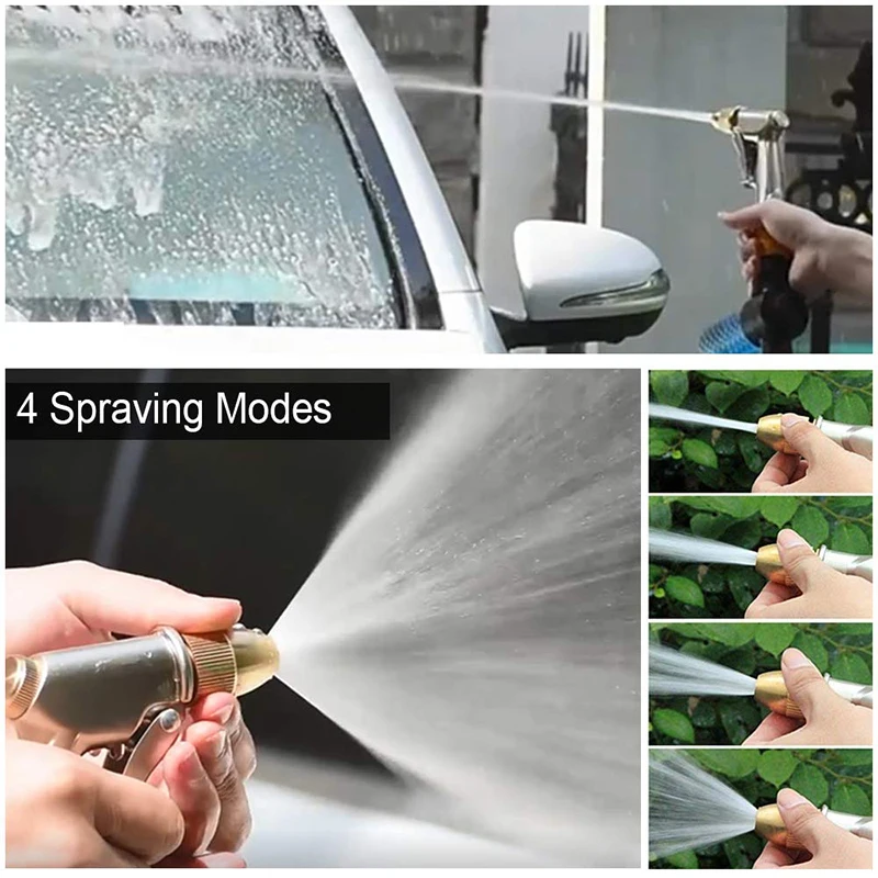 Garden Hose Nozzle Sprayer Gun Heavy Duty Nozzle Leak Proof High Pressure Sprayer in 4 Spraying Modes for Watering Plants& Lawn