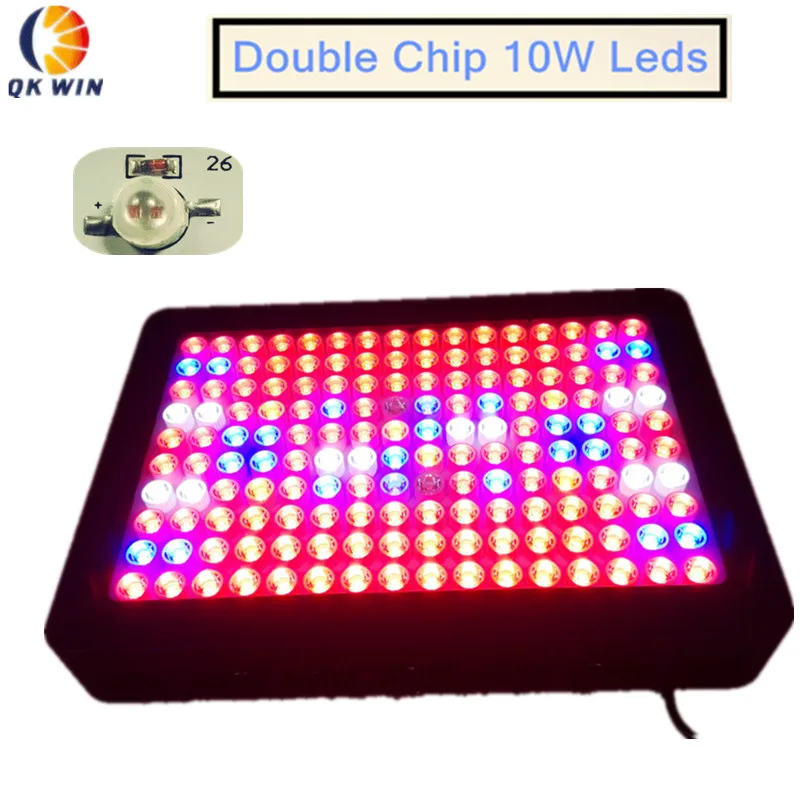 Qkwin лучший 1600 Вт LED Grow Light Hydro 160x10 двойной чип 370 Встроенный с объективом полный