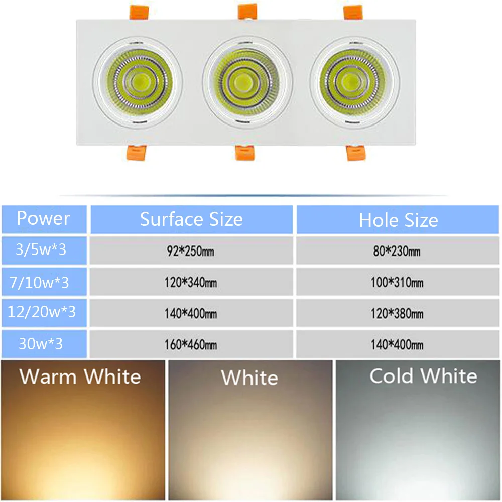 Встроенная решетка Led COB bean gall light 7 Вт 10 12 20 30 Двухточечные три фары LED AR111