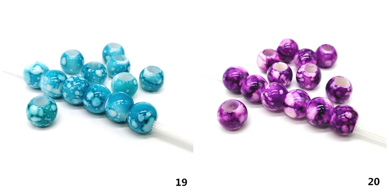 20 pcs 12mm Big Hole Beads Round Beads for Jewelry Making Acrylic Beads Multicolor Loose Bead Jewelry DIY Accessory