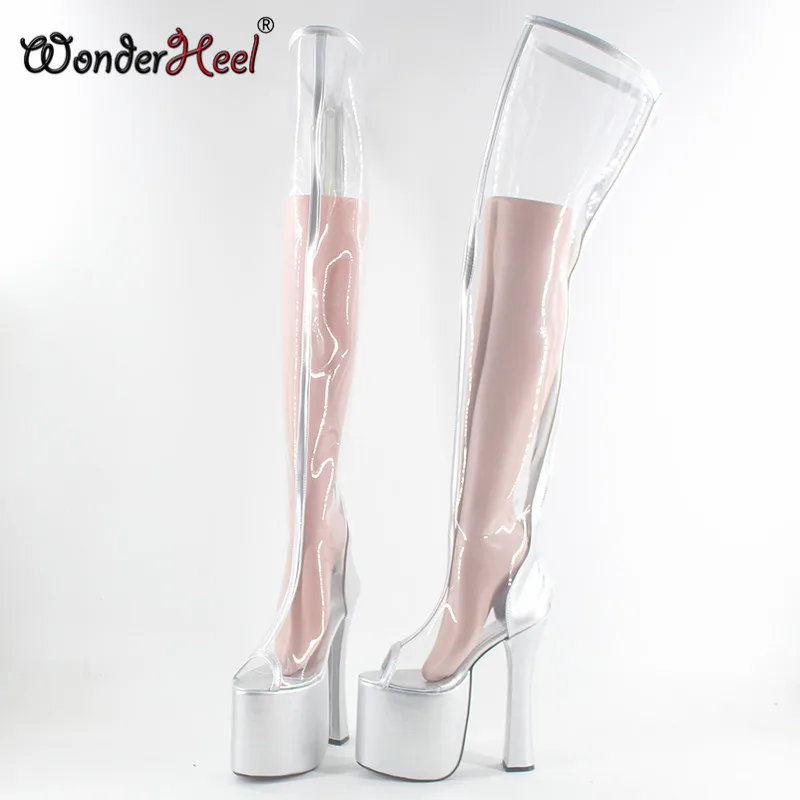 Wonderheel высокие ботинки на очень высоком каблуке 20 см с открытым носком