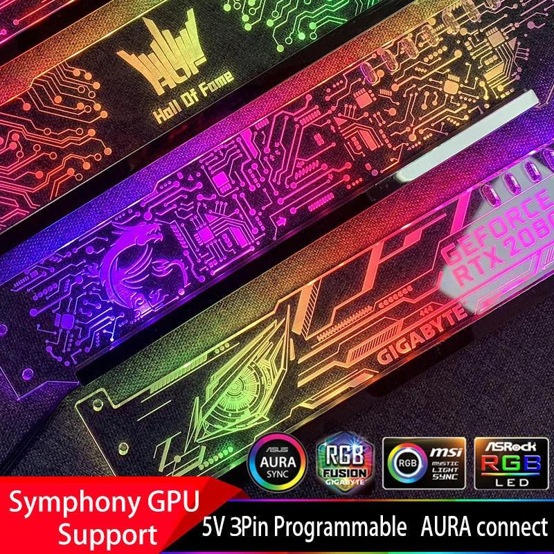 Графическая карта Поддержка рамки Красочные RGB/D-RGB светодиодный VGA держатель для карт шасси вера лампа jack светильник загрязнения ASUS AURA