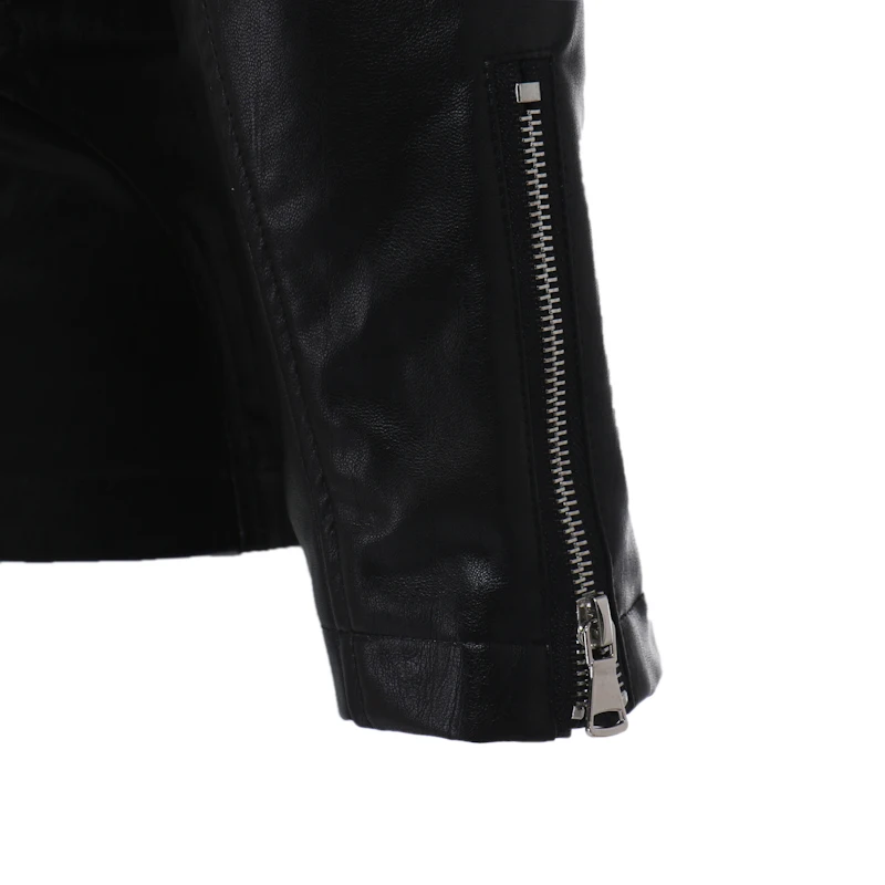 2017 зимние мужские кожаные куртки модные локомотив мульти-молнии Slim Fit Короткие