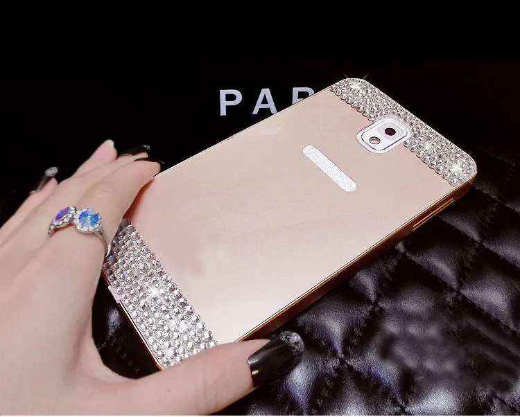 2 in 1 Metal Aluminum Frame Anti-scratch Rhinestone Bling Diamond Cover Case For Samsung Galaxy note 3 4 S3 S4 S5 I9200 |