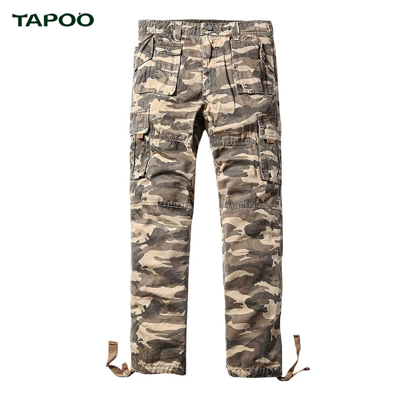 Tapoo мужчины камо cargo pants khaki камуфляж моды случайные брюки свободные плюс размер