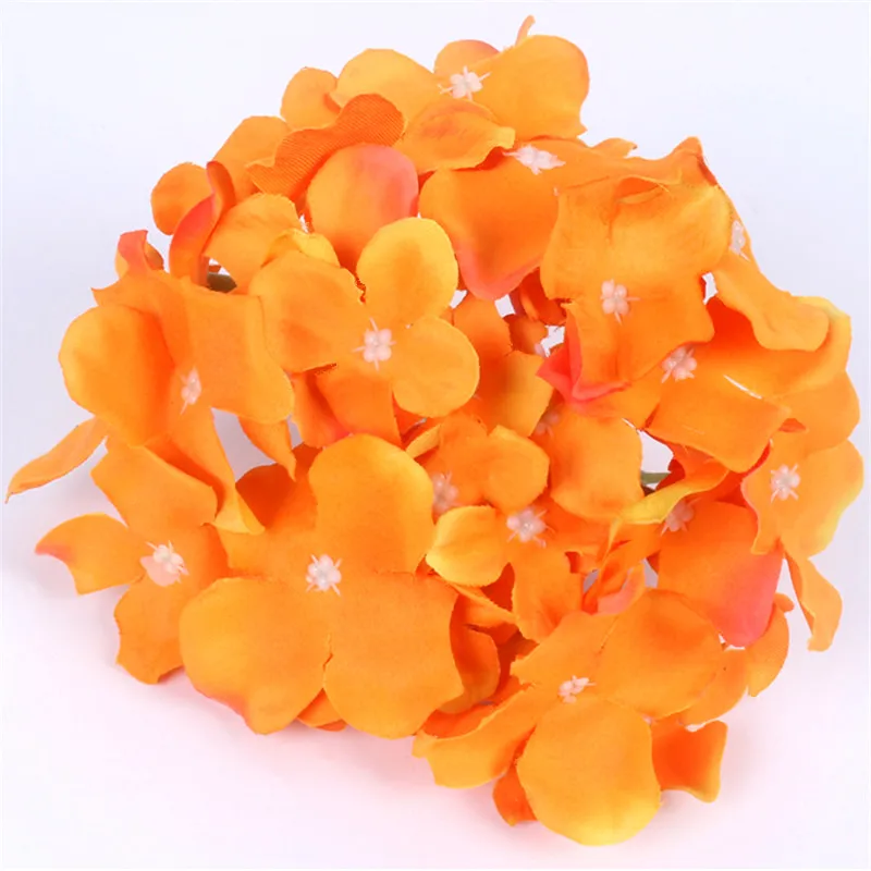 orange 11 шт./партия удивительные красочные декоративные цветы для свадебной вечеринки Роскошные искусственная Гортензия шелк DIY цветок украшение для дома - Цвет: orange