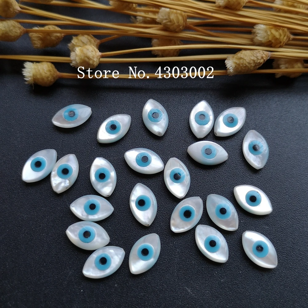 

100pcs/lot 6x10mm Natural Blue Evil Eye Mother of Pearl shell for DIY Jewelry Marquise Cut MOP Pearl Shell Beads